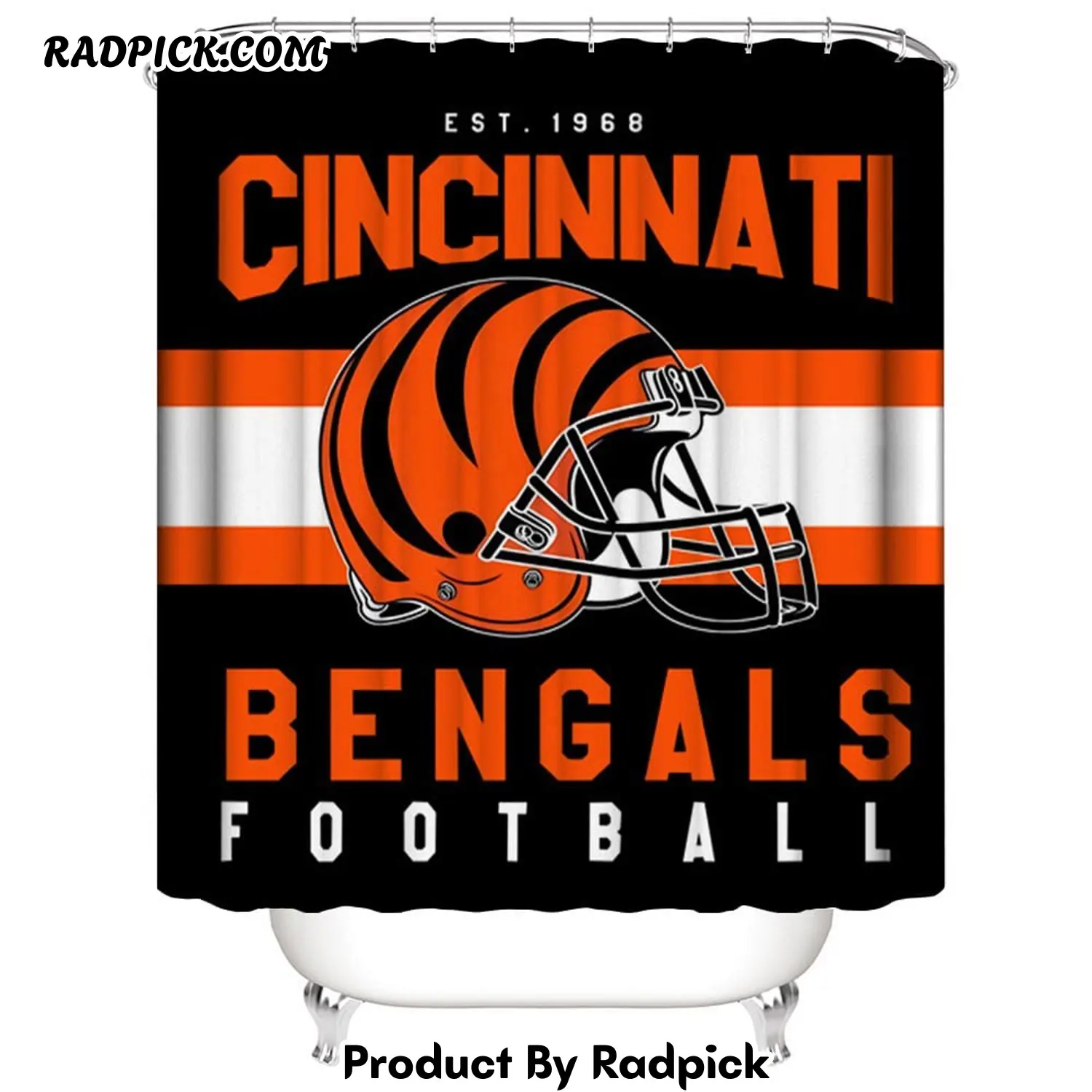 Football team helmet flag cincinnati ohio bengals shower curtain rp387904